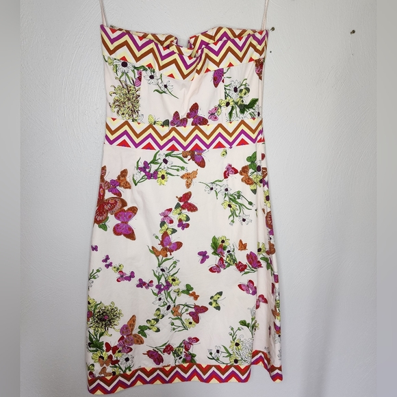 TiBi Women's 6 Floral Butterfly Strapless A-Line Sheath Dress Anthropologie - Picture 4 of 5